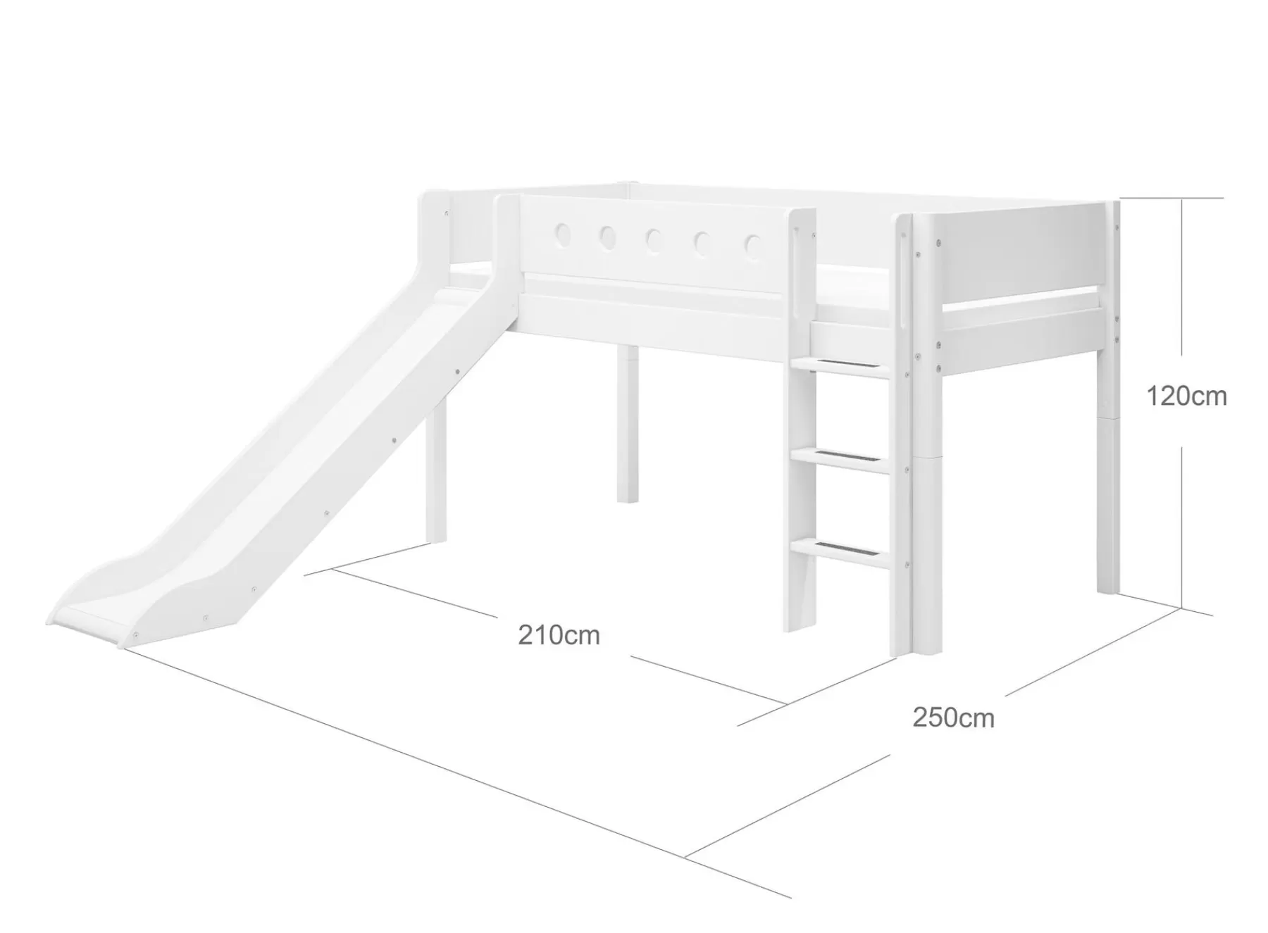 FLEXA Cama media-alta con escalera recta y tobogán^ Camas Con Tobogán | Camas Media-altas