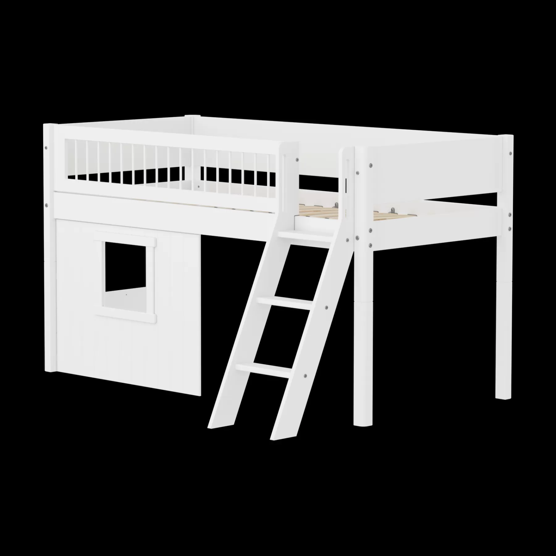 FLEXA Cama media-alta, escalera inclinada y frontales de cama para casa del árbol^ Camas Media-altas