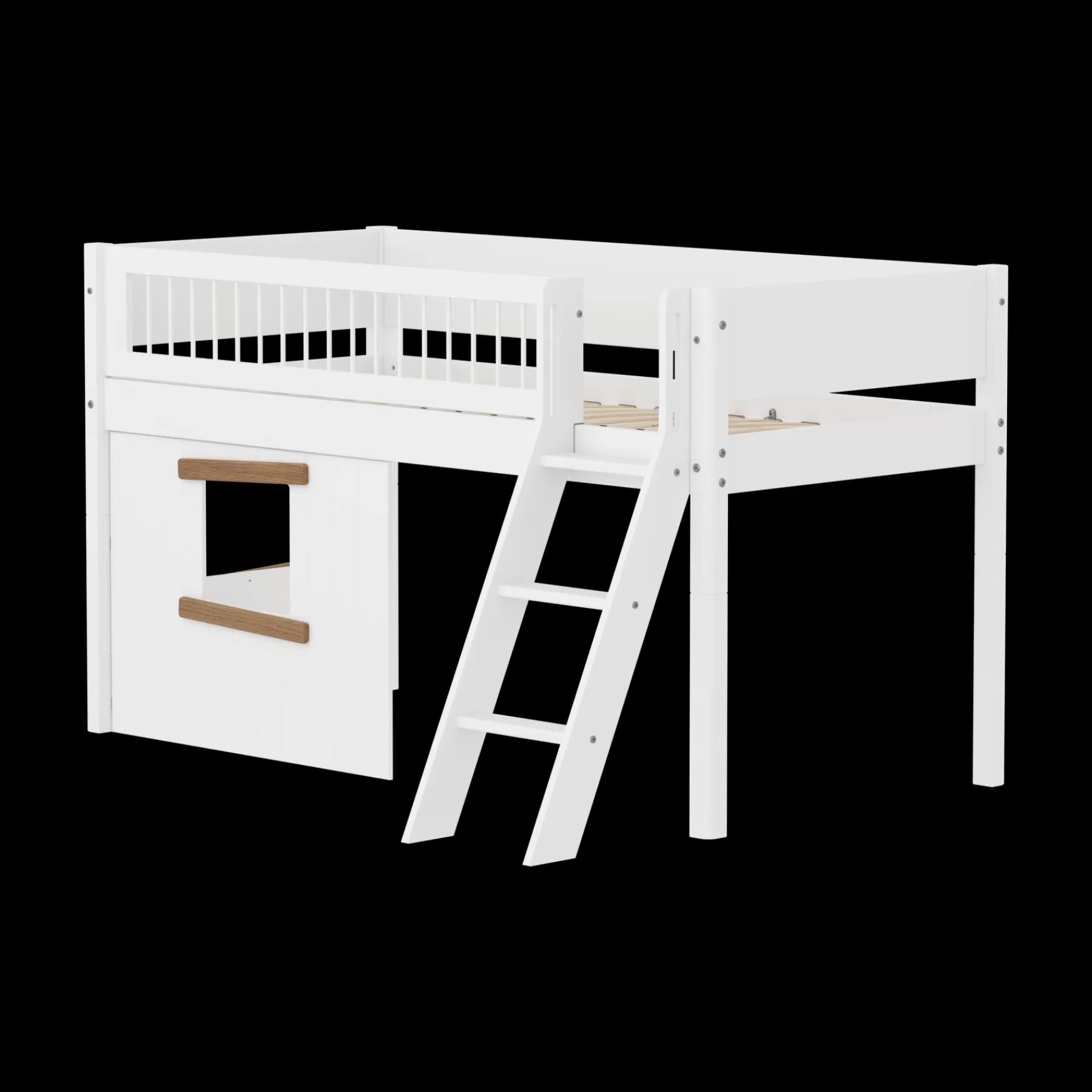 FLEXA Cama media-alta, escalera inclinada y frontales de cama para casa del árbol^ Camas Media-altas