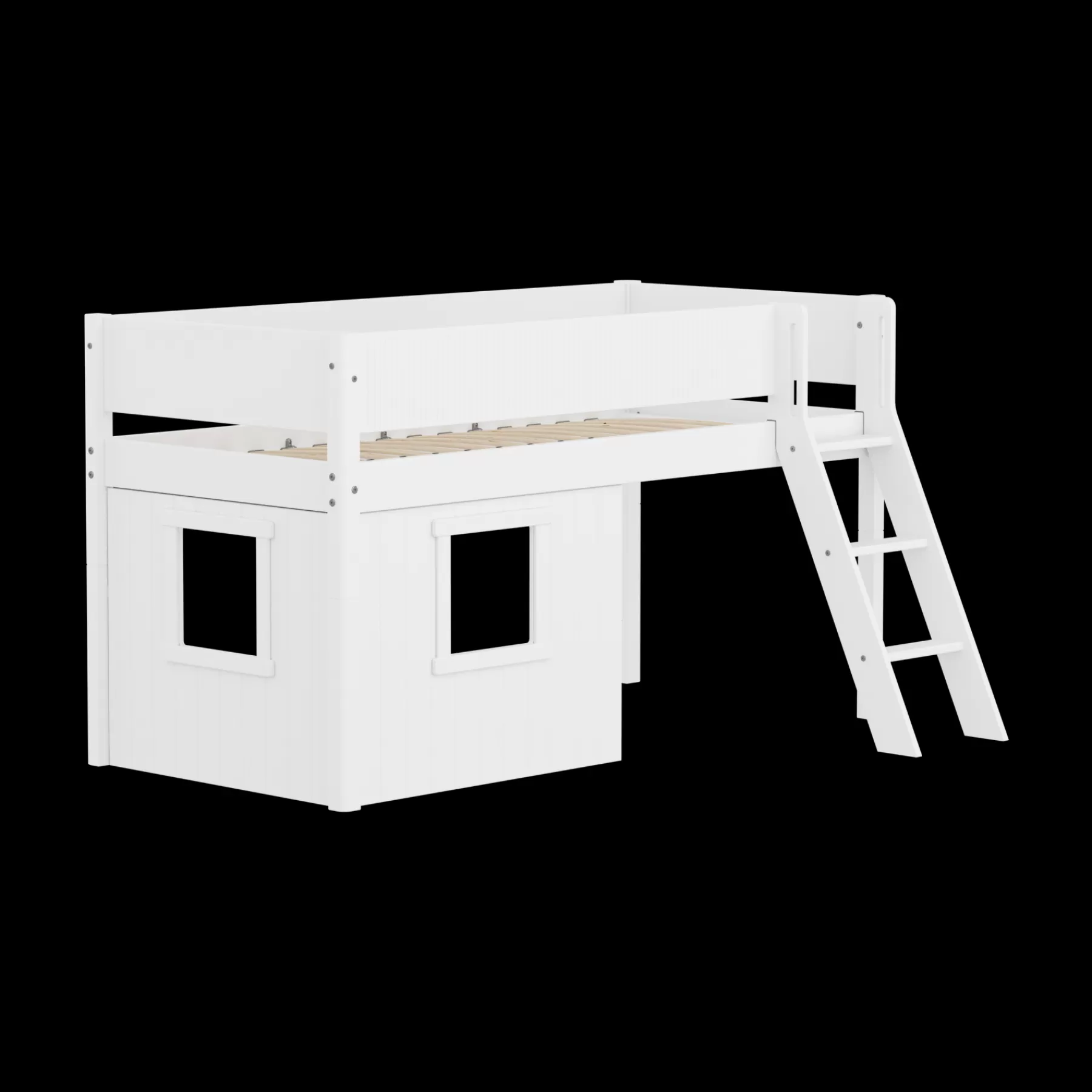 FLEXA Cama media-alta, escalera inclinada y frontales de cama para casa del árbol^ Camas Media-altas