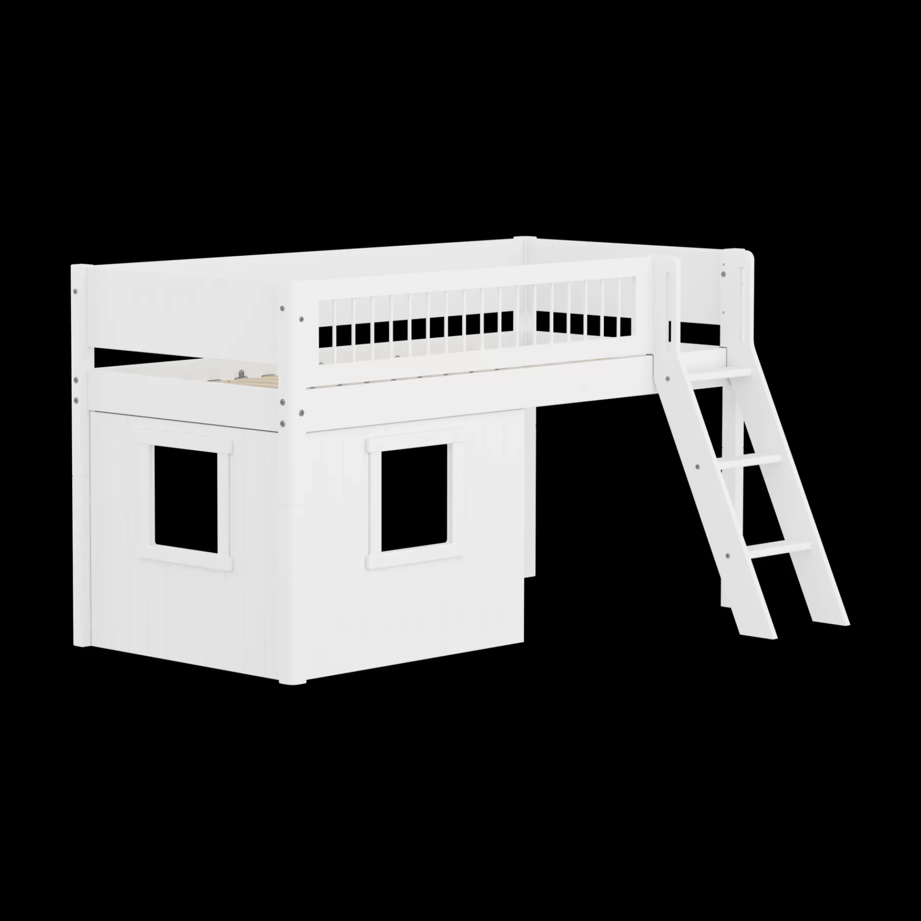 FLEXA Cama media-alta, escalera inclinada y frontales de cama para casa del árbol^ Camas Media-altas