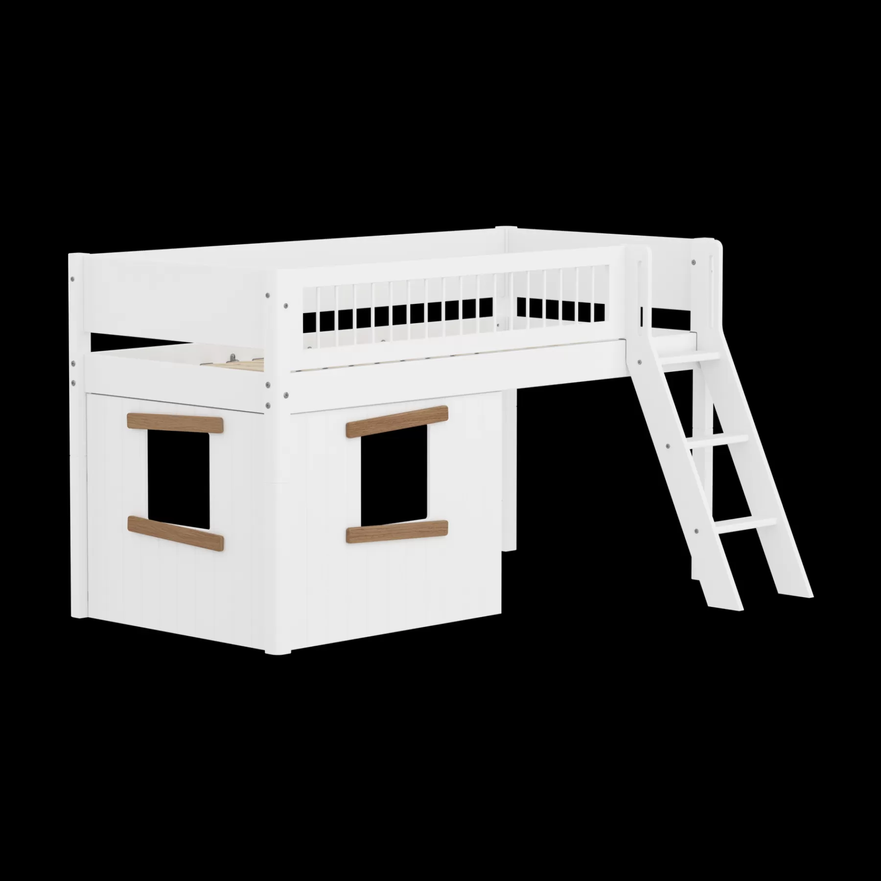 FLEXA Cama media-alta, escalera inclinada y frontales de cama para casa del árbol^ Camas Media-altas
