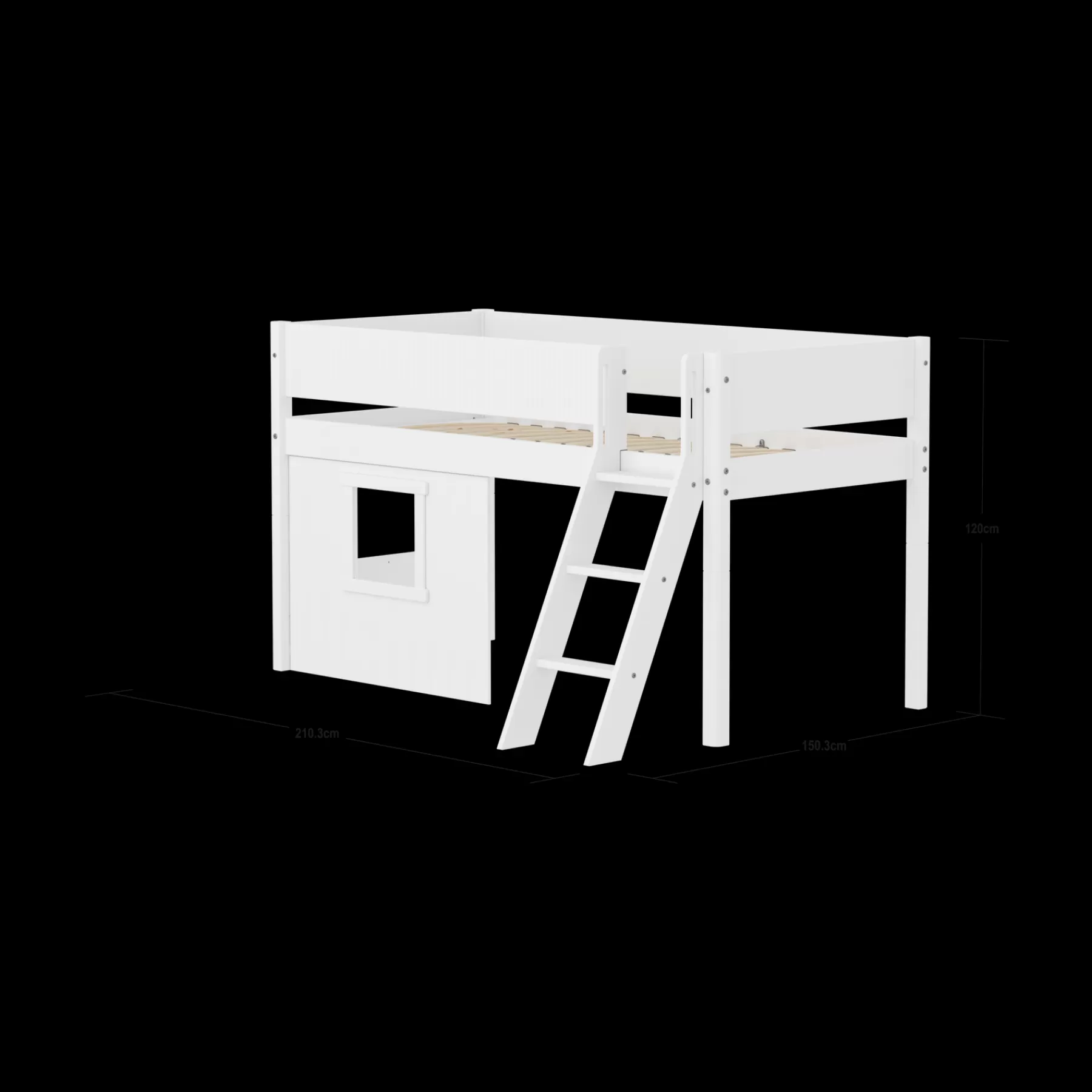 FLEXA Cama media-alta, escalera inclinada y frontales de cama para casa del árbol^ Camas Media-altas