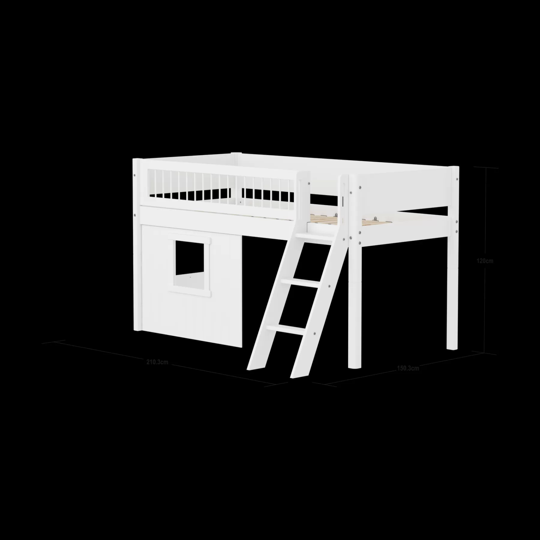 FLEXA Cama media-alta, escalera inclinada y frontales de cama para casa del árbol^ Camas Media-altas