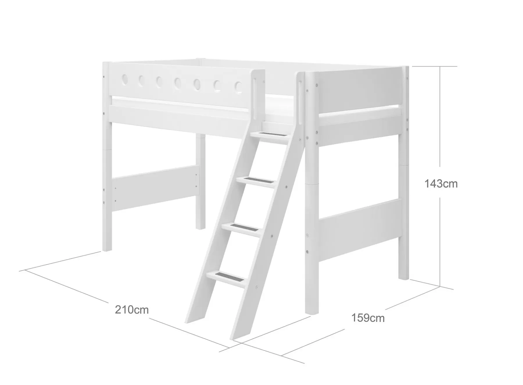 FLEXA Cama semi-alta con escalera inclinada^ Camas Media-altas