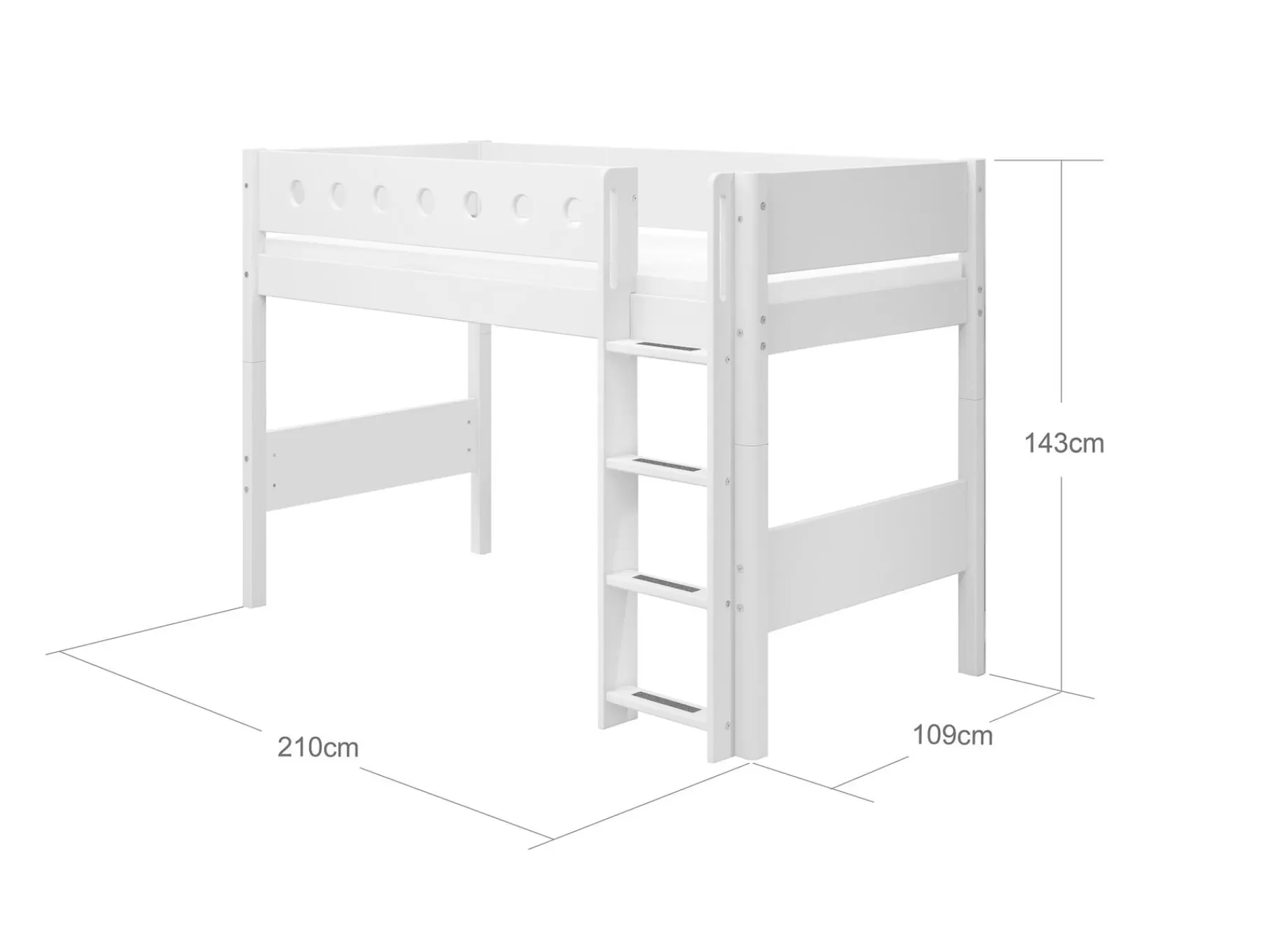 FLEXA Cama semi-alta con escalera recta^ Camas Media-altas