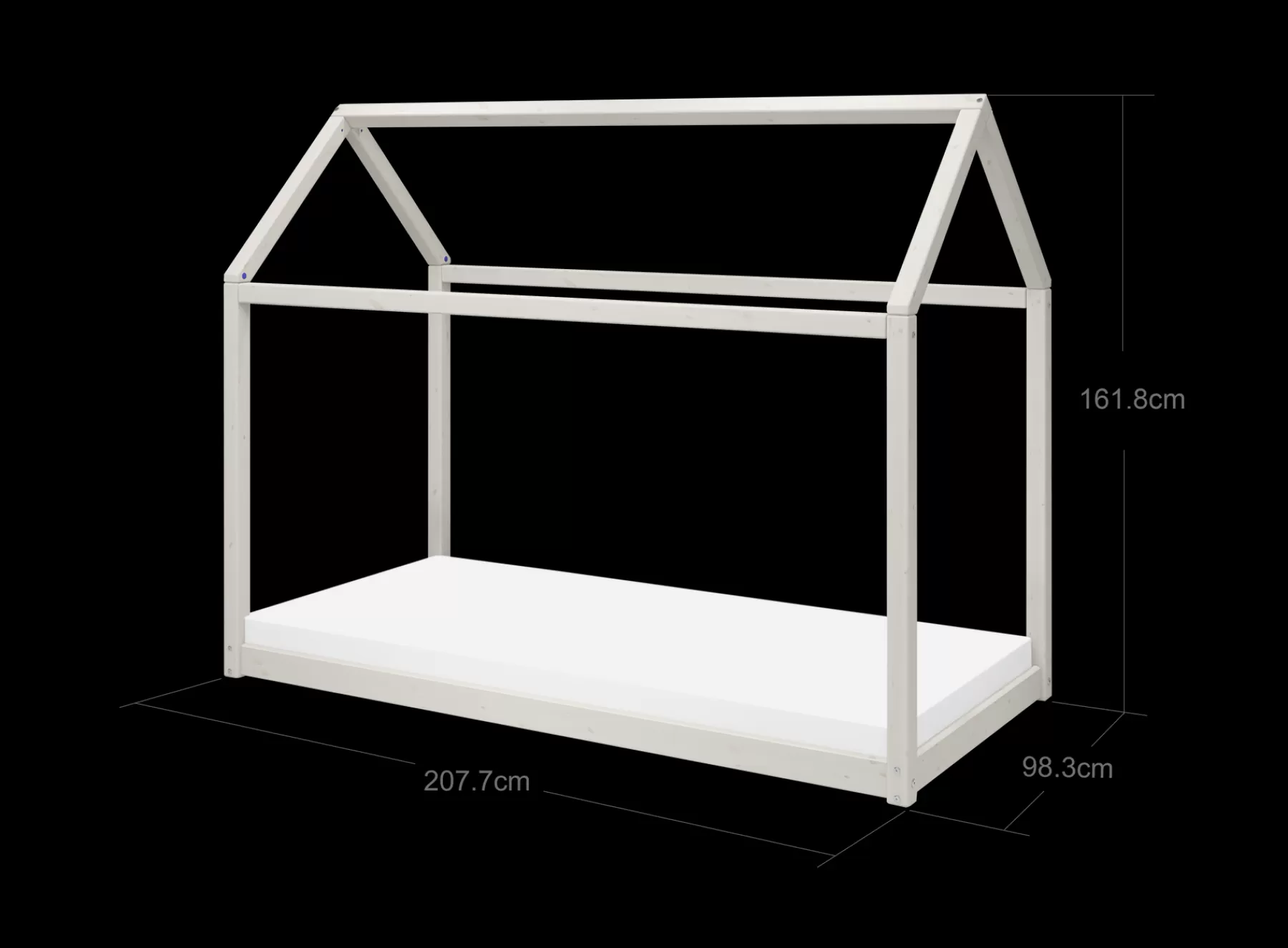 FLEXA COTTAGE Cama individual, White Washed Pine, 90x200 cm^ House Beds | Camas Individuales