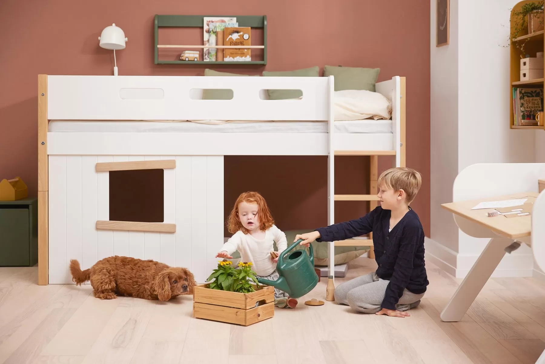 FLEXA Frontales de cama para casa del árbol, marco de roble^ Piezas De Cama De Casa