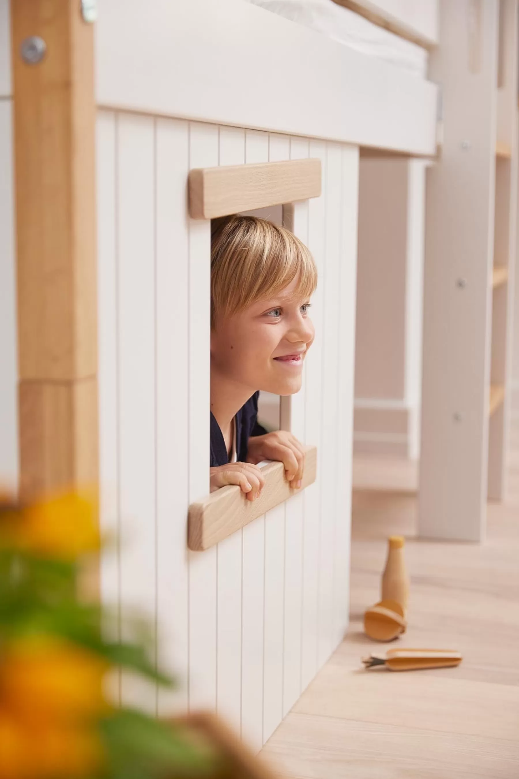 FLEXA Frontales de cama para casa del árbol, marco de roble^ Piezas De Cama De Casa