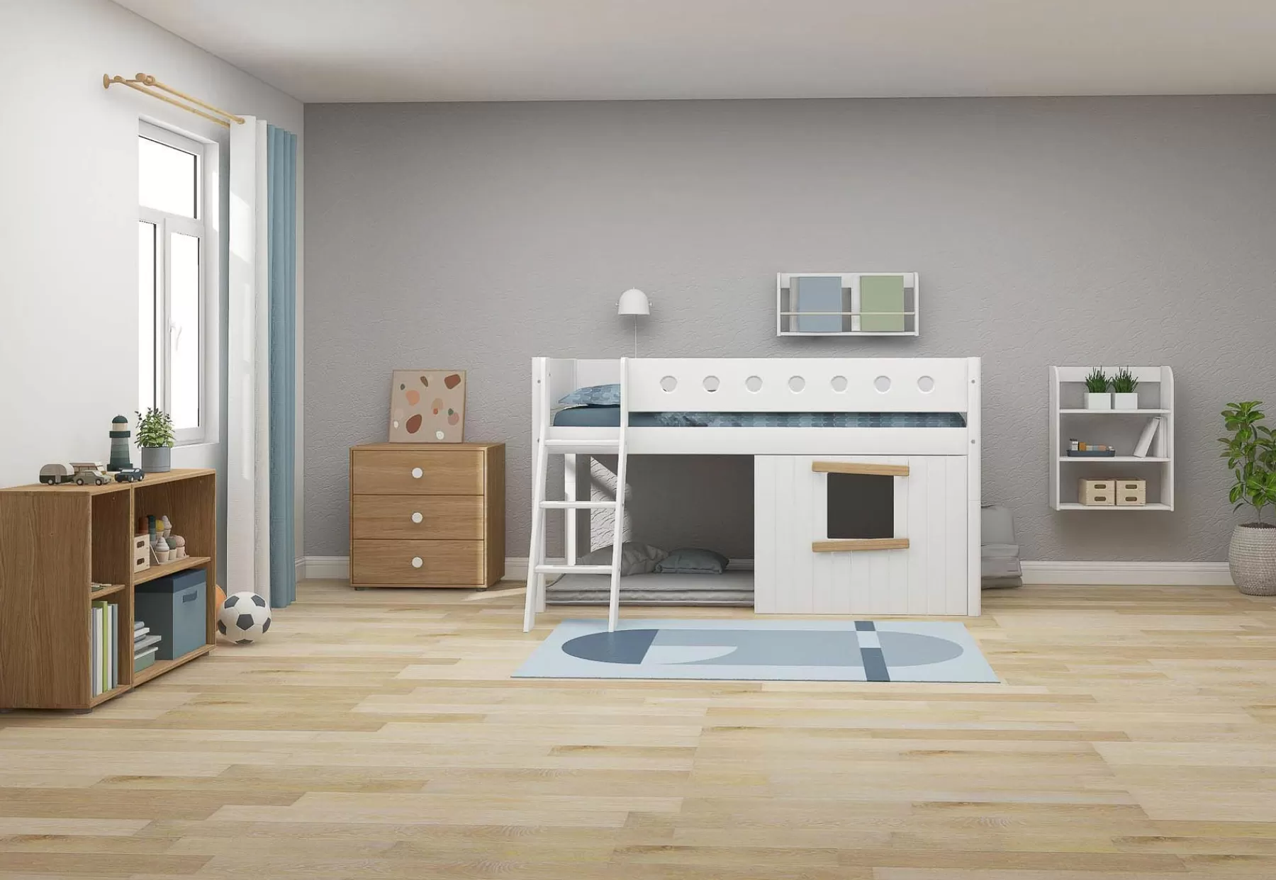 FLEXA Frontales de cama para casa del árbol, marco de roble^ Piezas De Cama De Casa